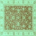 thumbnail image 1 of Ahgly Company Machine Washable Indoor Square Oriental Turquoise Blue Traditional Area Rugs, 3' Square, 1 of 4