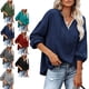 thumbnail image 3 of Mujeres con capucha Top encaje empalme cuello en V hombro caído cordón suéter suelto sudaderas para dama, 3 of 5