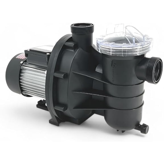 FibroPool 0.33HP Swimming Pool Pump for Above Ground Pools - 1/3 Horsepower - Designed and Assembled in USA - Hose Adapters Included - High Efficiency Single Speed Motor With Clear Top Lid - ABG033
