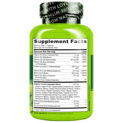 NATURELO Vitamin B Complex with Methyl B12, Methyl Folate, Vitamin B6, Biotin Plus Choline, CoQ10, and Fruit & Vegetable Blend - Supports Energy & Healthy Stress Response - Vegan - 240 Capsules