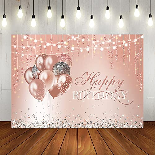 fabulous 50th Birthday Party backdrops adults woman Photography background rose pink gold floral event banner photo shoots booth filming pictures back drops cake table decorations mural curtains 8x6ft