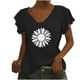 thumbnail image 1 of Camiseta informal para mujer, blusa estampada con volantes, manga corta, cuello en V, Tops Fridja  ghk7112, 1 of 5