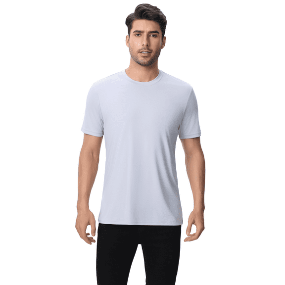 Zfeel Short Sleeve Tee, High-Performance Dry Fit Poly Shirts for Men, Art and Crafts, Lightweight & Breathable, Silver, L