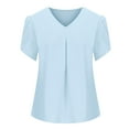 thumbnail image 6 of Admvng Short Sleeve Shirts For Women Casual V-Neck Short Sleeve Cute Solid Summer Loose Blouses Tops S-2XL, 6 of 8