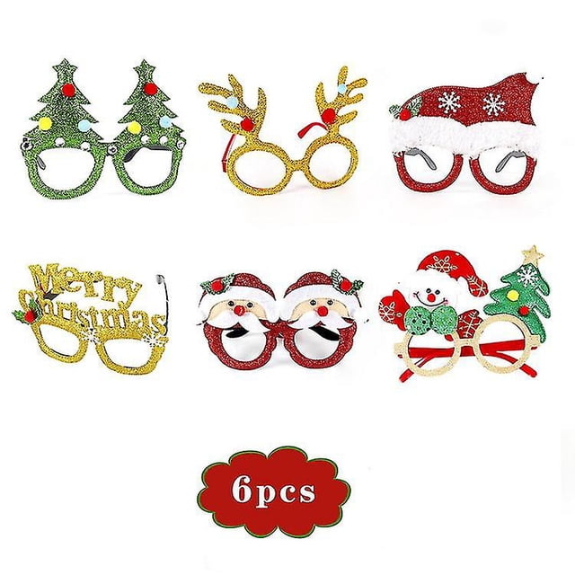 Gafas de fiesta JanHm Gafas de Navidad con purpurina 6 unids/set