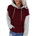 thumbnail image 1 of MeetoTime Women's Color Block Hoodie Fall Fleece Long Sleeve Crew Neck Oversized Hooded Sweatshirt Pullover Tops, 1 of 6
