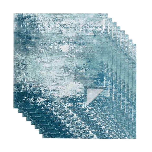 Shabby Teal Blue Cloth Napkins, Oil Painting Vintage Art Blue White Washable and Reusable Dinner Napkins Set of 8, Table Napkin for Kitchen Party Birthday Wedding Hotel Housewarming 20"x20"