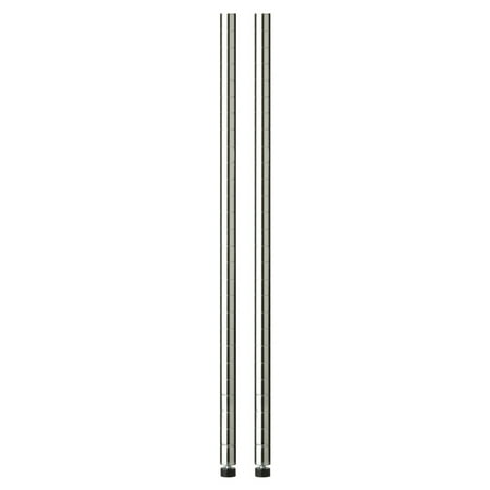 Honey Can Do Shelf Pole with Leg Levelers, Pack of 2, 54", Chrome