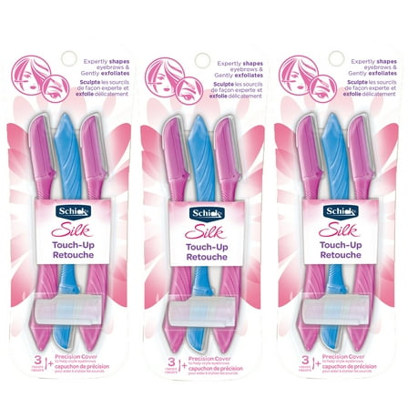 Schick Hydro Silk Touch-up Multipurpose Exfoliating Face Razor and Eyebrow Shaper with Precision Cover, 9 Ct