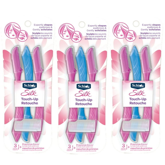 Schick Silk Touch-up Multipurpose Exfoliating Dermaplaning Tool, Eyebrow Razor, and Facial Razor With Precision Cover, 9 Count