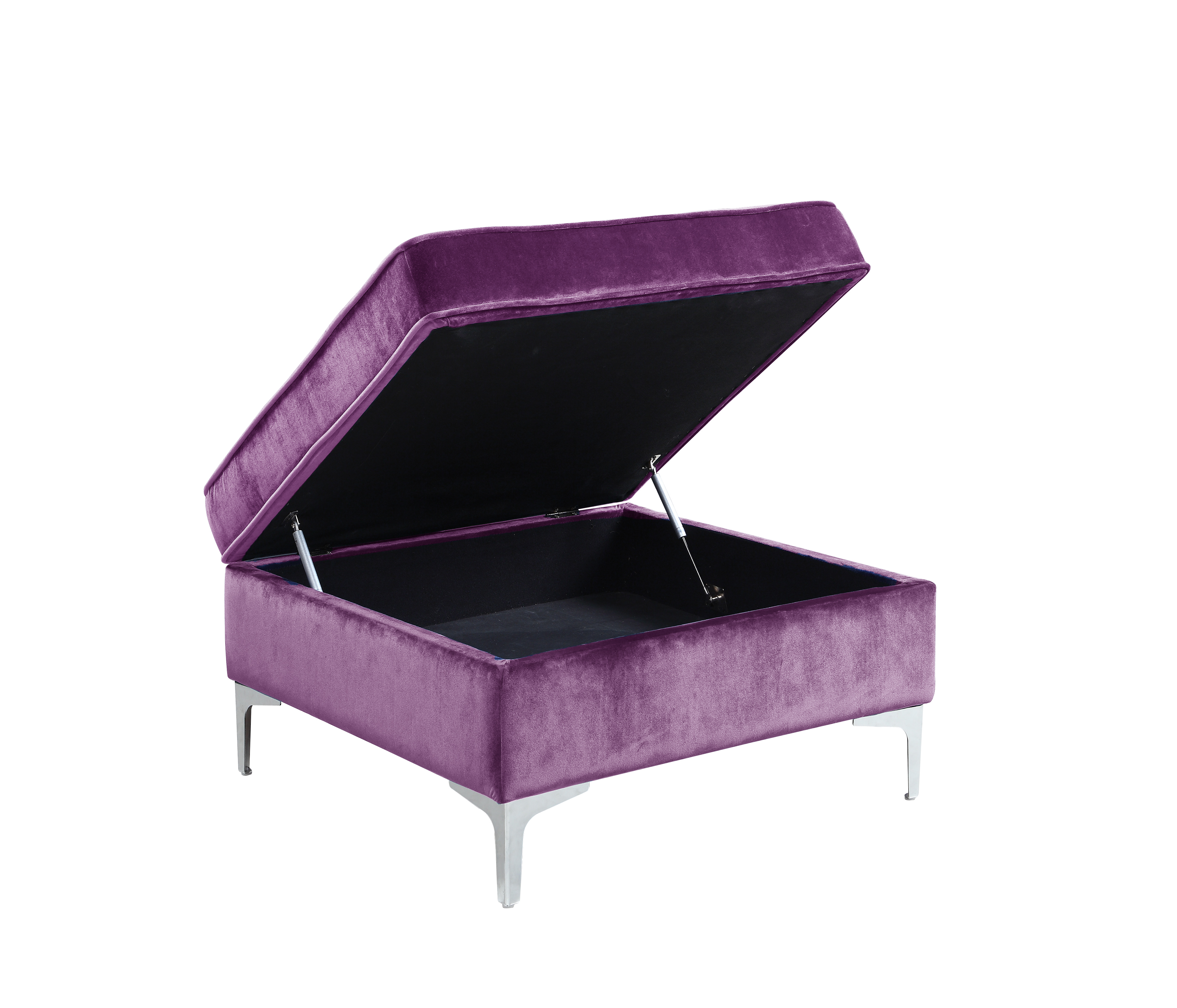 Chic Home Eliott Modern Contemporary Velvet Square Storage Ottoman, Plum