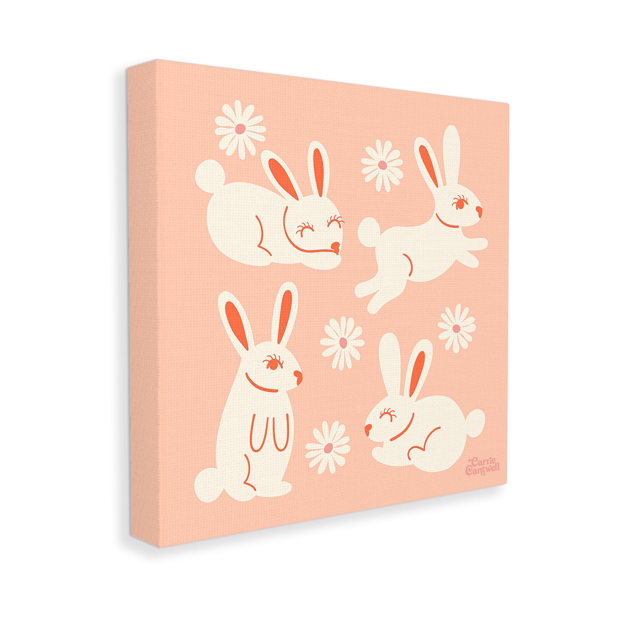 Stupell Industries Minimal Rabbits Pattern Animals & Insects Painting Gallery Wrapped Canvas Art Print Wall Art, 36 x 36
