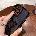 thumbnail image 5 of Electroplated 3D Bear for iPhone 15 Pro Max Case for Women Glitter Floating Liquid Quicksand Case with Camera Protector Slim Shockproof Full Body Protective Case (Black), 5 of 11
