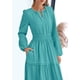 thumbnail image 5 of Vestido PRETTYGARDEN 2025 Maxi Verde Aqua con Escote en V Grande, 5 of 7