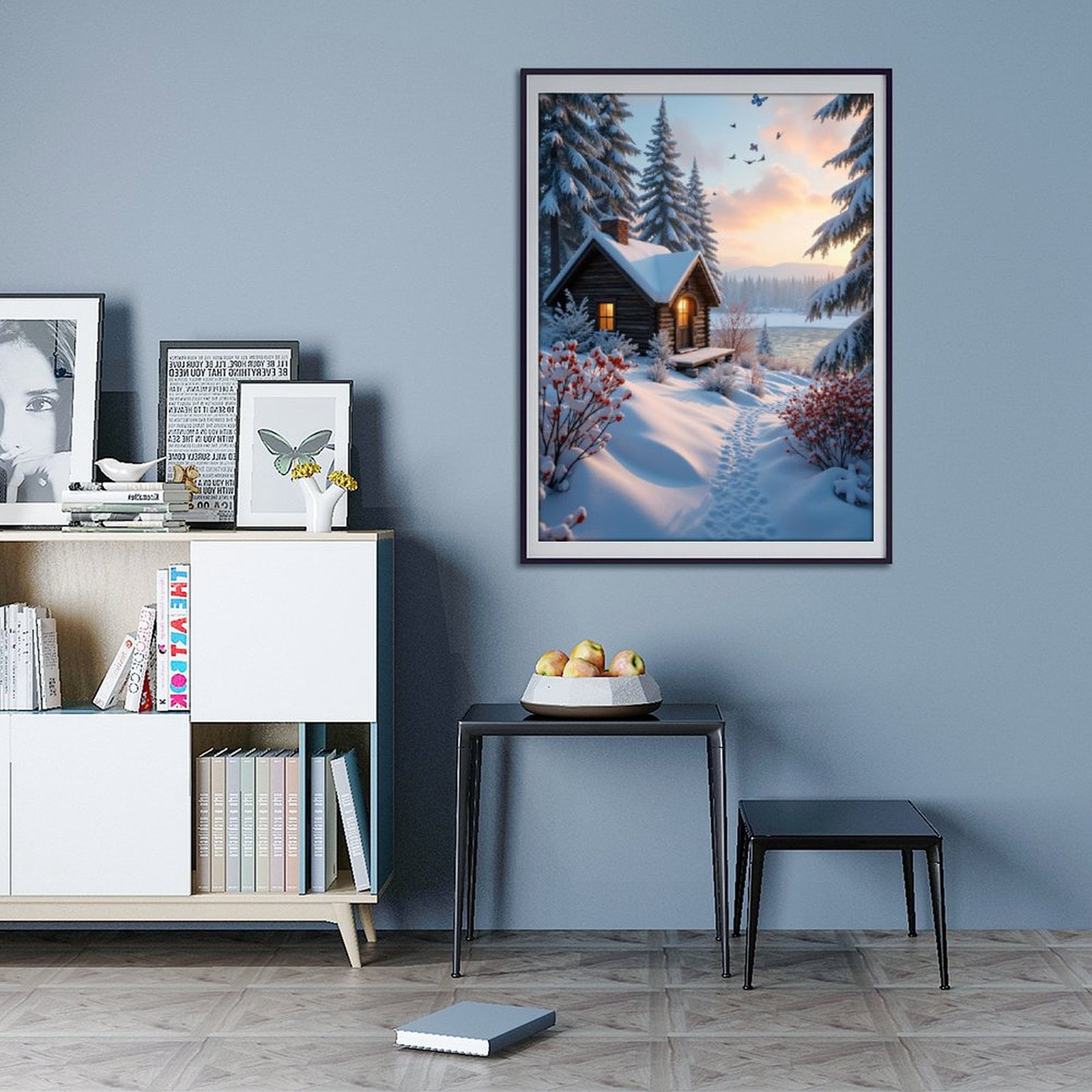 Diamond Art Kits for Adults - 5d Snowy Cabin Winter Forest Sunset Diamond Painting for Adults, Diamond Art for Adults Beginners, Diamond Painting Kits for Adults for Home Wall Decor
