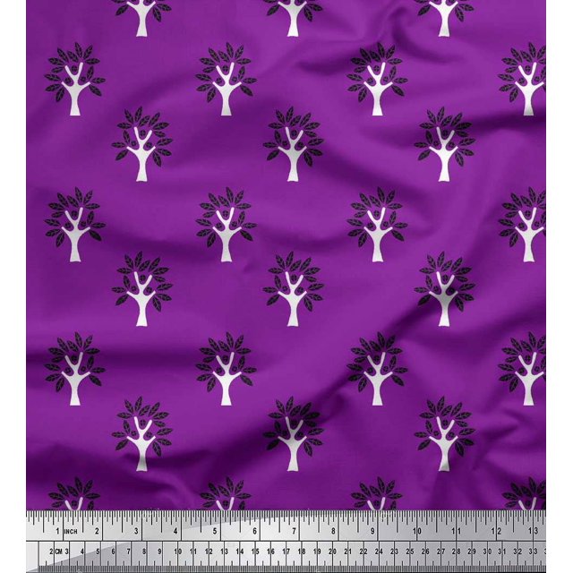 Soimoi Moss Georgette Fabric Floral & Flying Swan Block Printed Fabric 1 Yard 42 Inch Wide