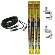 2 FIRESTIK 2 FS2 WHITE, FS2W 2FT CB ANTENNAS, 12FT DUAL COAX, BRACKETS, STUDS