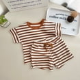 thumbnail image 6 of WOLLED 2Pcs Toddler Baby Boys Girls Short Sleeve T-Shirt Outfit Toddler Summer Printing T-Shirt Tops and Shorts Set Kids New Cotton Striped Round Neck T-Shirt Suit for Suitable 3-30M 2-3Y, 6 of 8