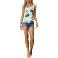 thumbnail image 2 of INSPIRE CHIC Women's Tropical Printed Square Neck Ruffle Tank Top M Orange, 2 of 6