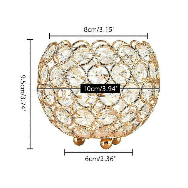 Tealight Holder Crystal Bowl Gold Candlestick Set of 2 Rod Candle Metal Decorative Candelabra Luxurious Candle Stand