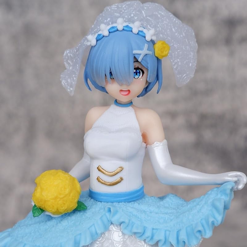 Newly Rem Figure Wedding Dress Rem Figurine 20cm/7.9inch Handmade PVC Anime Cartoon Manga Game Character Model Statue Collectible Craft Gift