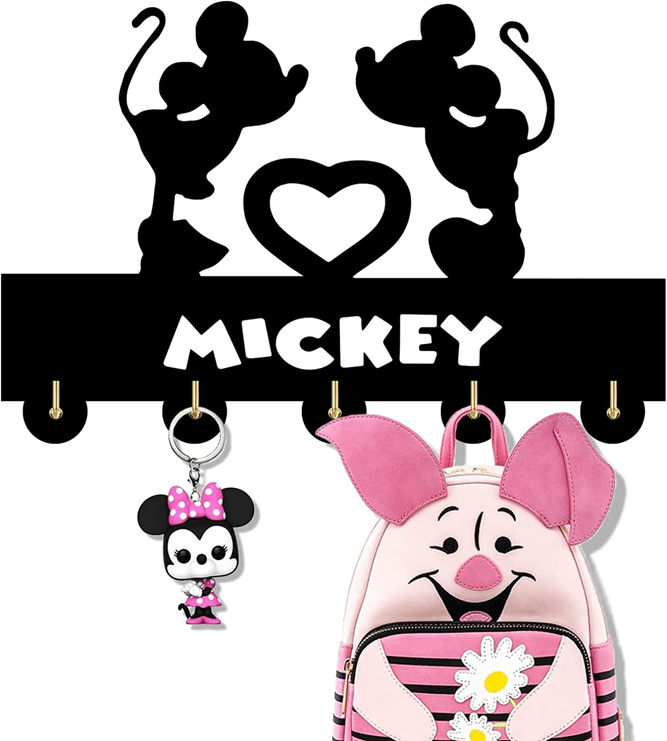 Mick Door Hooks,Disney Mickey Mouse Cartoon Animation Coat Hooks,Key Holder, Key Hanger for Wall、Entryway and Living Room ,Gift,5 Hooks Holder (a5) -  