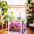 thumbnail image 6 of Mini Greenhouse with Grow Light, 23.6" L x 15.7" W x 19.6" H Portable Greenhouse with Waterproof Bottom Mat, Timer, 3 Light Color Mode for Indoor Outdoor Seed Starter Tray (Mini House Shape), 6 of 6