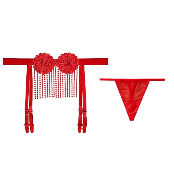 Gibobby Calzones para mujer sexy Ropa interior de mujer Tangas Bikini de encaje Bragas G String Tanga Ladie Tanga Liguero Ropa interior(Rojo,Talla única)
