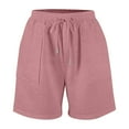 thumbnail image 5 of Yubnlvae High Waist Tie Shorts - Women's Summer Casual Drawstring Shorts with Pockets, Comfortable Loose Fit Bermuda Length (Pink 2 | L), 5 of 6