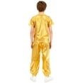 thumbnail image 3 of vastwit Kids Metallic Disco Jazz Hip Hop Dance Outfit Short Sleeve Tops with Jogger Pants Dancewear Gold 160, 3 of 7