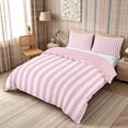 thumbnail image 2 of Meiyoeat Classic Vertical Stripe Duvet Cover Queen for Girls, Minimalist Linear Print Queen Bedding, Pink White,Pink Reversible,3-Piece,No Comforter1 Duvet Cover and 2 Pillowcases, 2 of 6