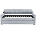thumbnail image 4 of Linen Grey Daybed with Twin Trundle / Sturdy Frame to Hold Heavy Weight, 4 of 6