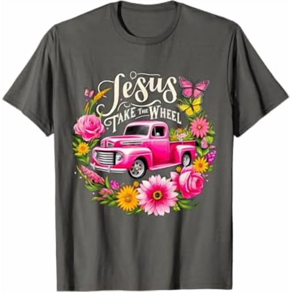 Jesus take the Wheel Floral Farm Truck T-Shirt