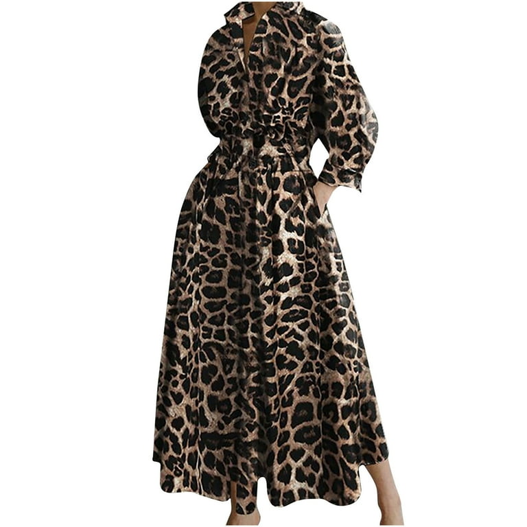 Pitauce Dresses for Women Leopard Printed Temperament Lapel Collar Lantern Long Sleeve Shirt Dress Loose Fit Flowy Hem Formal Dress - Walmart.com Pitauce Dresses for Women Leopard Printed Temperament Lapel Collar Lantern Long Sleeve Shirt Dress Loose Fit Flowy Hem Formal Dress - Walmart.com