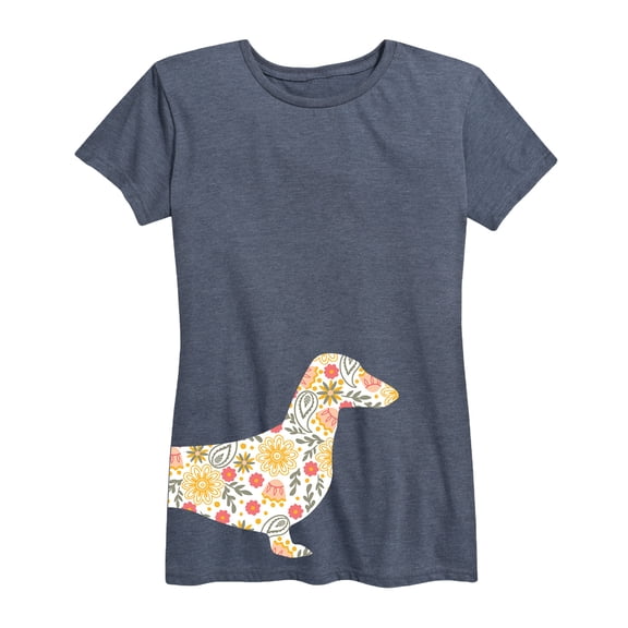 Instant Message - Floral Dachshund - Women's Short Sleeve Graphic T-shirt