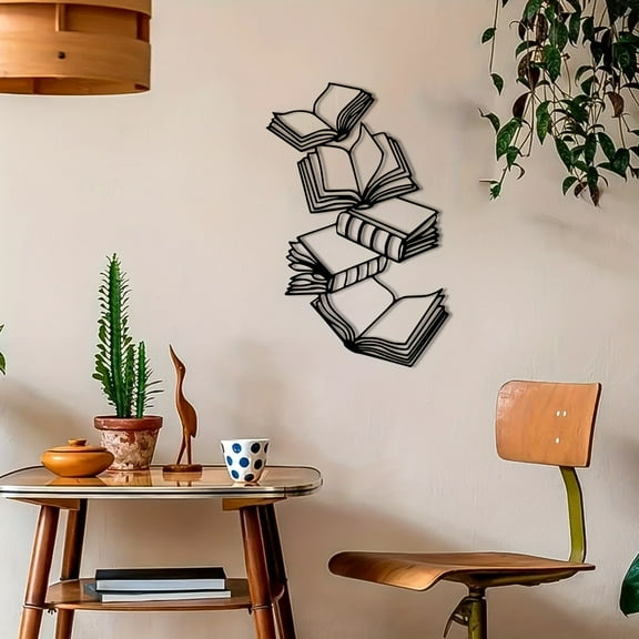 1 piece of black bookish metal wall art - the perfect gift for readers, suitable for study room, bedroom wall decoration