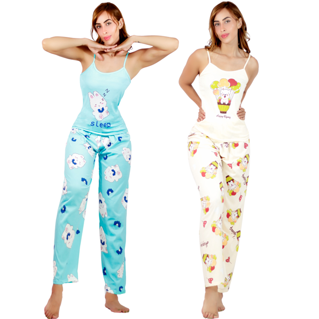Set De 2 Conjunto Pijama Mujer Blusa Y Pantalón Dama Piyama Pyjama UNITALLA
