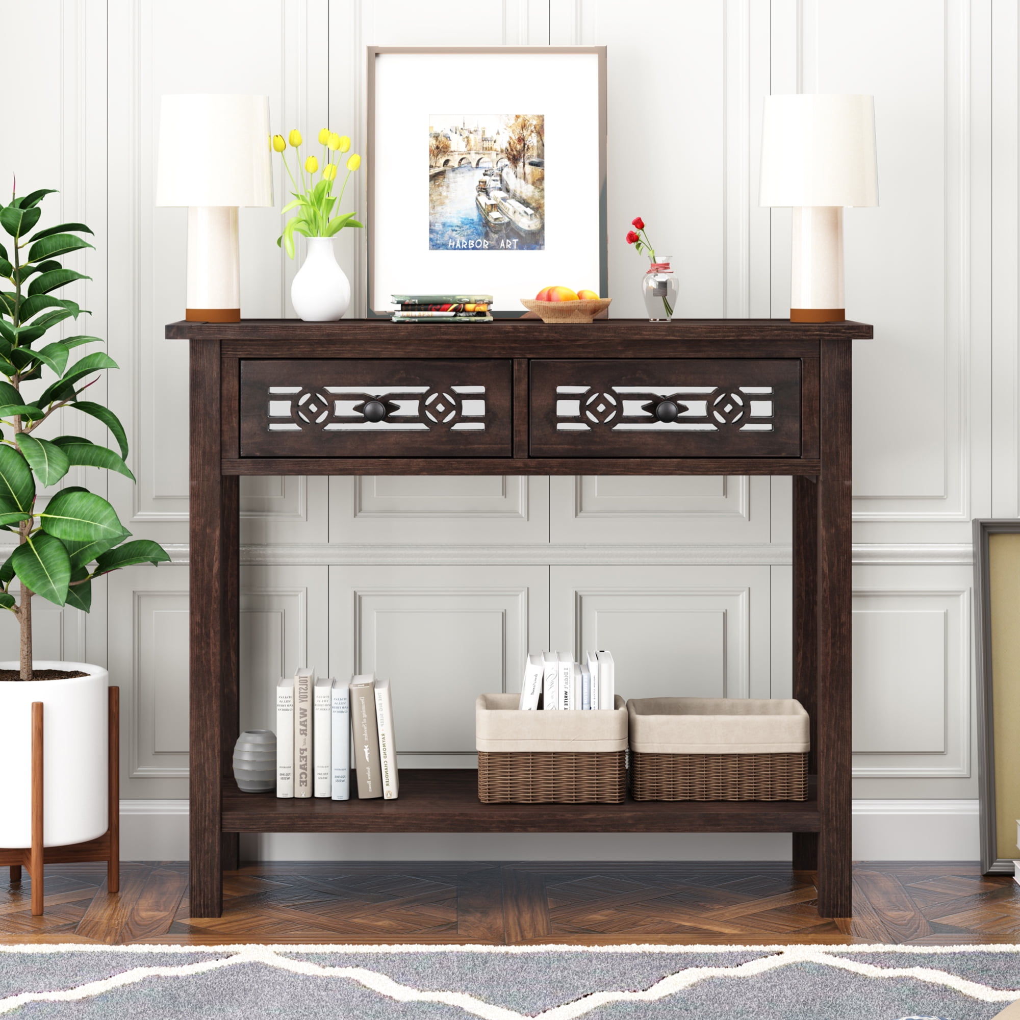 Modern Side Table, SYNGAR Long Narrow Console Table for Entryway, Home