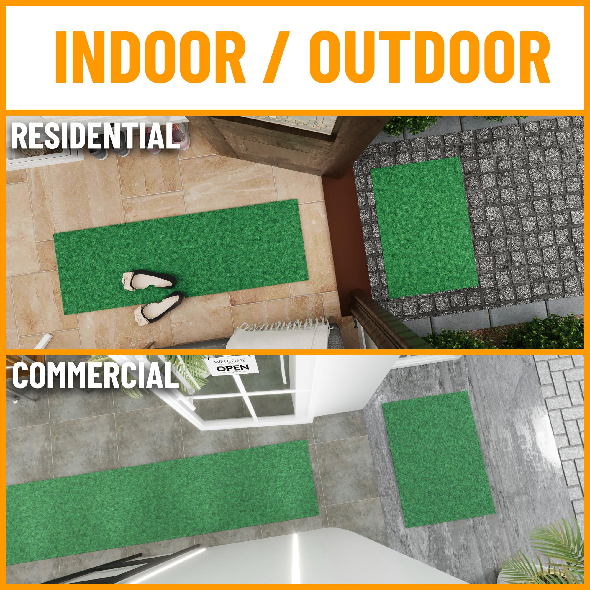 Ottomanson Non-Slip Hallway Runner Rug 6'6" x 36' Indoor/Outdoor Custom Size Utility Carpet for Garage, Green