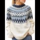 thumbnail image 1 of Suéter de Larga con Cuello Redondo para Mujer, Suéter Informal Estampado, Camisetas de Otoño 2025. Azul y L, 1 of 10