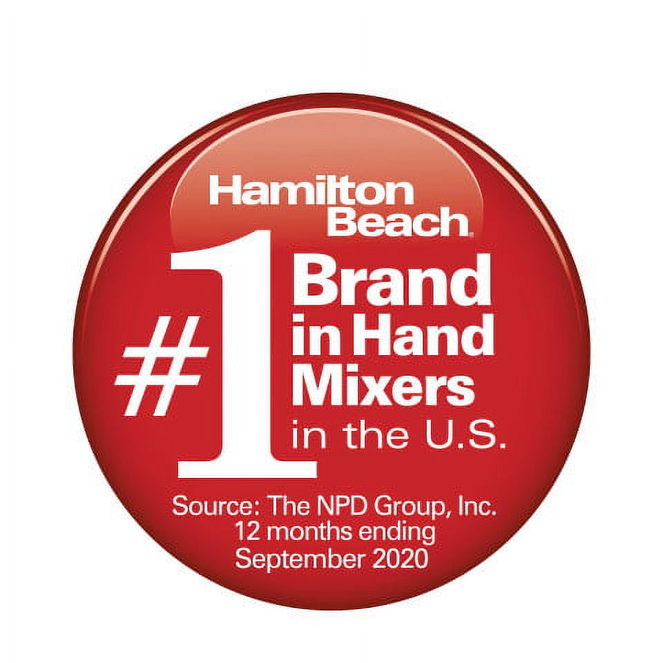 Hamilton Beach 6 Speed Hand Mixer with Snap-On Case, 3 Attachments, QuickBurst, White, 62695V
