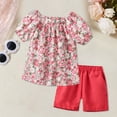 thumbnail image 2 of Toddler Baby Girls Clothes Short Sleeves T-Shirt Tops + Shorts Cute Summer Outfits Set Girls Summer Set 1-6 Years,3-4 Years, 2 of 5