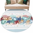 thumbnail image 2 of Round Area Rug 6 Ft, Sky Blue Ocean Starfish Washable Non-Slip Circle Carpet for Living Room/Bedroom, Summer Coastal Coral Conch Low-Profile Indoor Mats Collection Rugs for Residential, 2 of 7