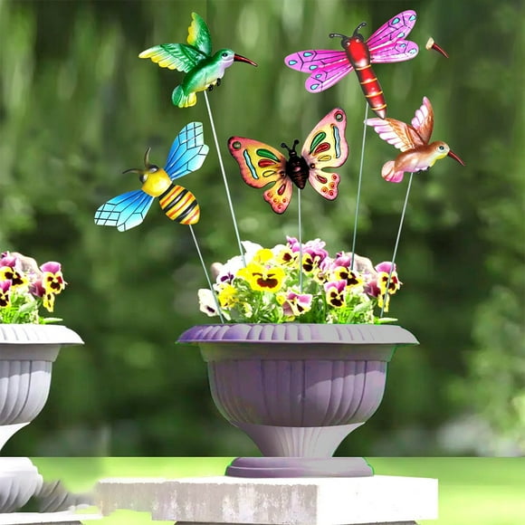 4PCS Brand New Butterflies Stakes Garden Plugin Butterflies Stakes Metal