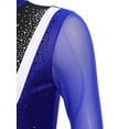 thumbnail image 7 of TiaoBug Women Shiny Rhinestone Gymnastics Leotard Bodysuit Full Length Figure Skating Jumpsuit Blue M, 7 of 7