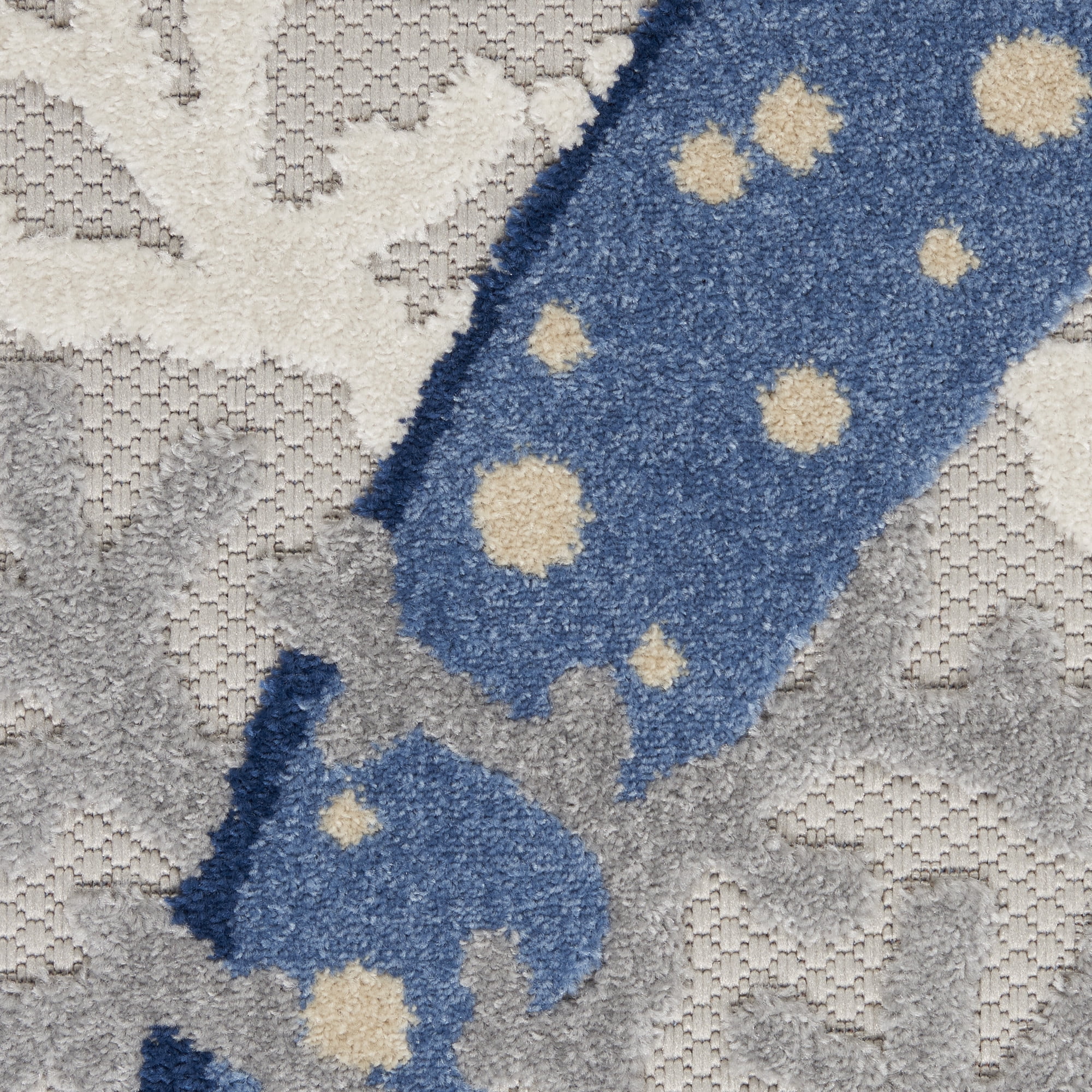 Nourison Aloha Indoor/Outdoor Coastal Tropical Blue/Grey 7' x 10' Area Rug, (7' x 10')