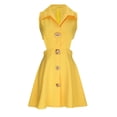 thumbnail image 6 of Uscallm Women Summer Plus Size Sleeveless Button Down Hollow Out A Line Mini Dresses Casual Chic Boho Beach Vacation Swing Flowy Sundresses, Yellow S, 6 of 8