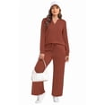 thumbnail image 5 of WIHOLL Women 2 Piece Casual Outfits Henley Long Sleeve Top Drawstring Wide Leg Pants Soft Daily Matching Sets With Pockets 2026 Fall Fashion, 5 of 9