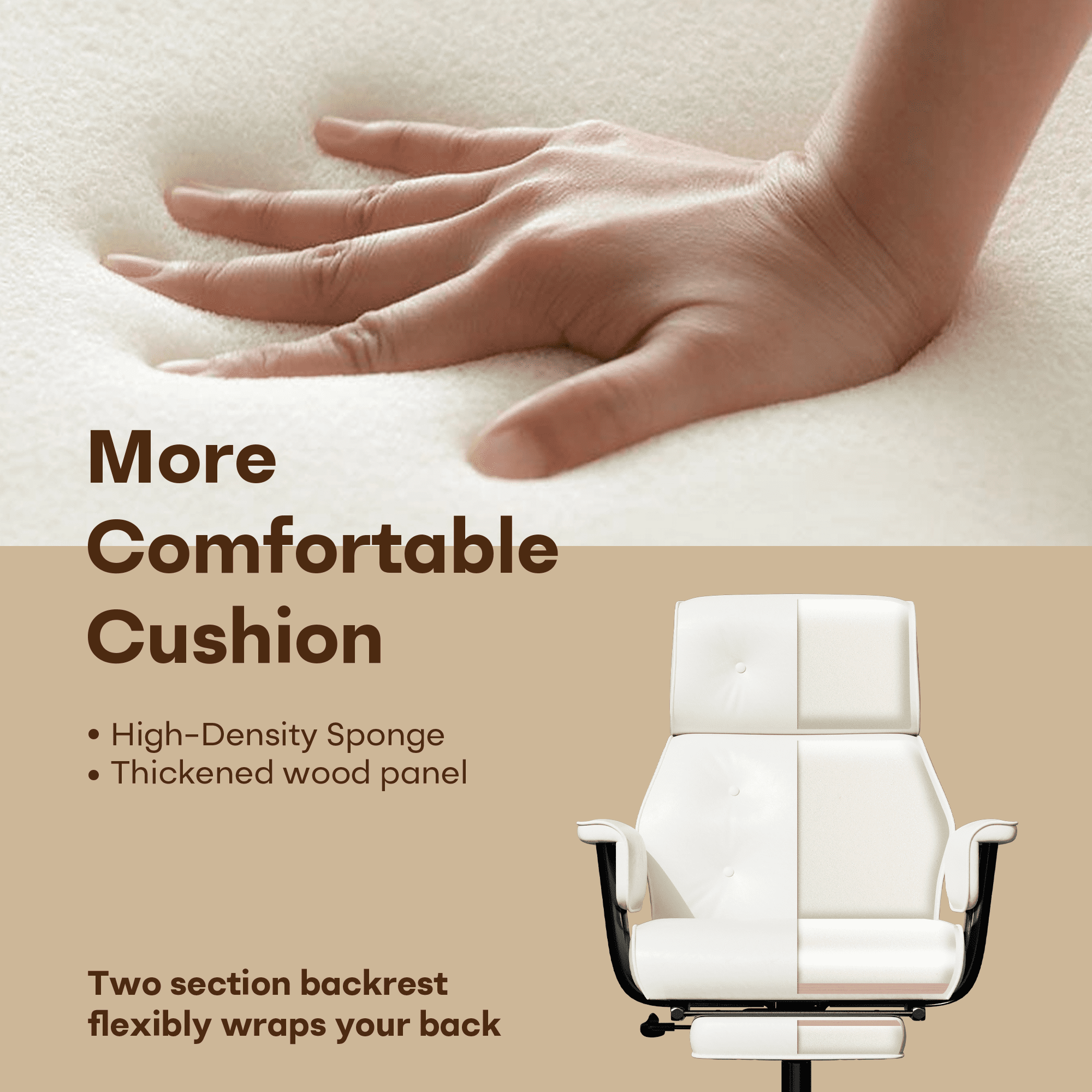 HomeZeer Big and Tall Office Chair 400LBS, Reclining Office Chair with Footrest and Wide Seat, Executive Desk Chair with High Back,Comfortable Computer Task Chair for Home Office, White