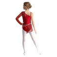 thumbnail image 2 of CHICTRY Kids Shiny Rhinestone Tassel Gymnastics Dance Leotards for Latin Cha-Cha Figure Skating Dancewear Burgundy 14, 2 of 5